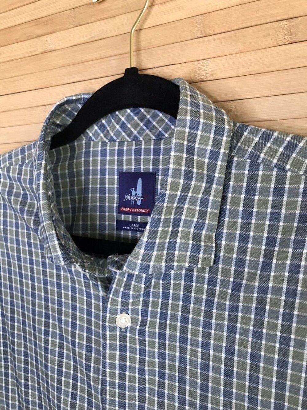 Johnnie-O Prep-Formance L/S Button Down Men’s Sz L Plaid Multi Blues green